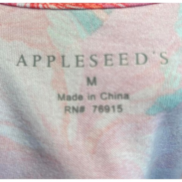 APPLESEED'S Pink Hibiscus Print Tee Shirt Blouse Top Cotton Womens M - Picture 4 of 6